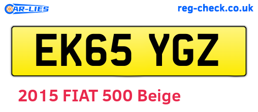 EK65YGZ are the vehicle registration plates.