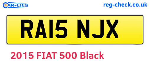 RA15NJX are the vehicle registration plates.