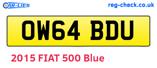 OW64BDU are the vehicle registration plates.