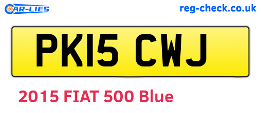PK15CWJ are the vehicle registration plates.