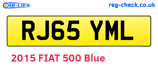 RJ65YML are the vehicle registration plates.