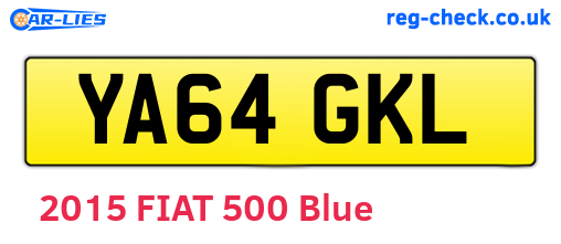 YA64GKL are the vehicle registration plates.