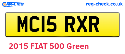 MC15RXR are the vehicle registration plates.