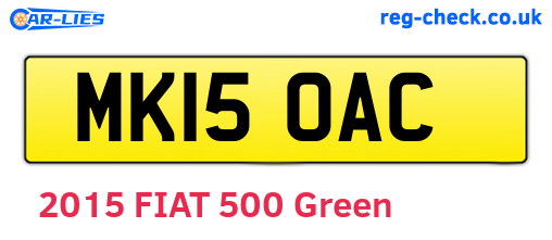 MK15OAC are the vehicle registration plates.