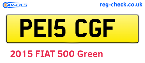 PE15CGF are the vehicle registration plates.