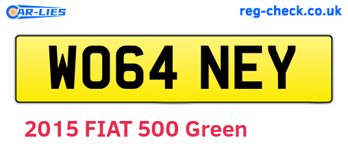 WO64NEY are the vehicle registration plates.