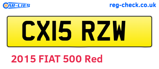 CX15RZW are the vehicle registration plates.