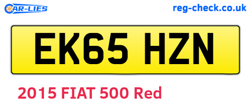 EK65HZN are the vehicle registration plates.