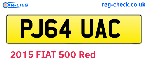 PJ64UAC are the vehicle registration plates.
