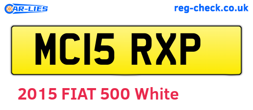 MC15RXP are the vehicle registration plates.