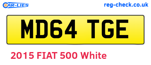 MD64TGE are the vehicle registration plates.