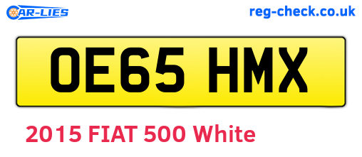 OE65HMX are the vehicle registration plates.