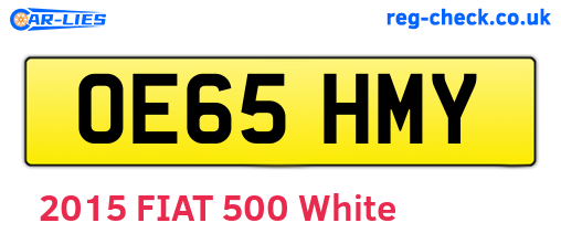 OE65HMY are the vehicle registration plates.