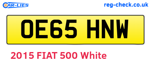 OE65HNW are the vehicle registration plates.