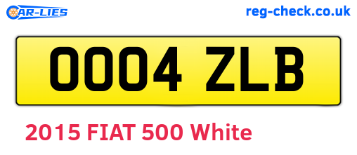 OO04ZLB are the vehicle registration plates.