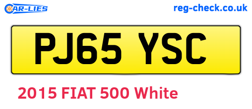PJ65YSC are the vehicle registration plates.