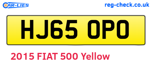 HJ65OPO are the vehicle registration plates.
