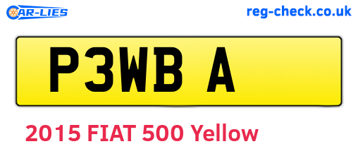P3WBA are the vehicle registration plates.