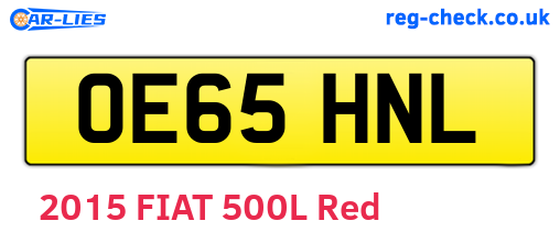 OE65HNL are the vehicle registration plates.
