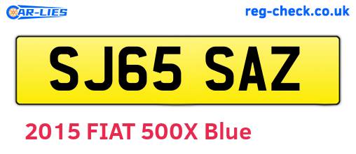 SJ65SAZ are the vehicle registration plates.