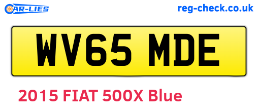 WV65MDE are the vehicle registration plates.
