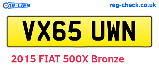VX65UWN are the vehicle registration plates.