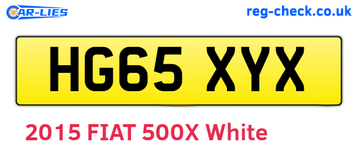 HG65XYX are the vehicle registration plates.
