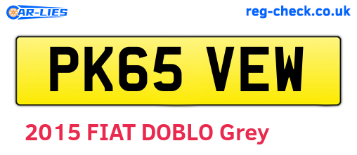 PK65VEW are the vehicle registration plates.