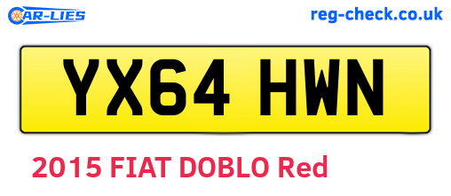 YX64HWN are the vehicle registration plates.