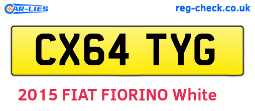 CX64TYG are the vehicle registration plates.