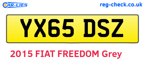 YX65DSZ are the vehicle registration plates.