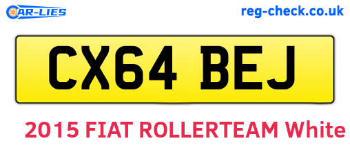 CX64BEJ are the vehicle registration plates.