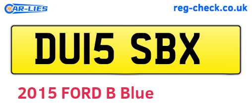DU15SBX are the vehicle registration plates.