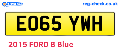 EO65YWH are the vehicle registration plates.