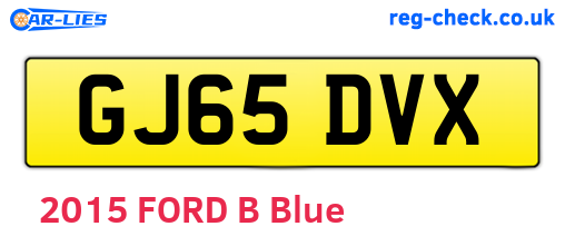 GJ65DVX are the vehicle registration plates.