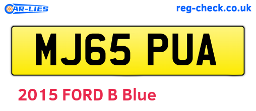 MJ65PUA are the vehicle registration plates.