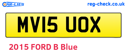 MV15UOX are the vehicle registration plates.