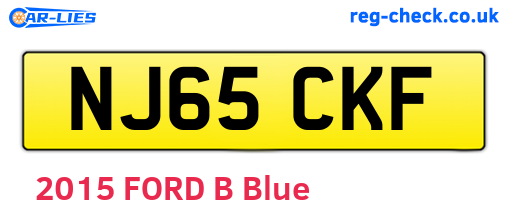 NJ65CKF are the vehicle registration plates.