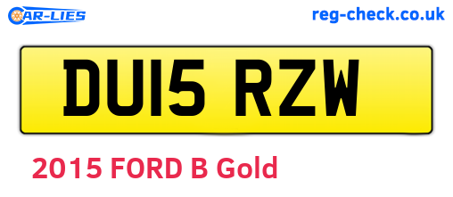 DU15RZW are the vehicle registration plates.