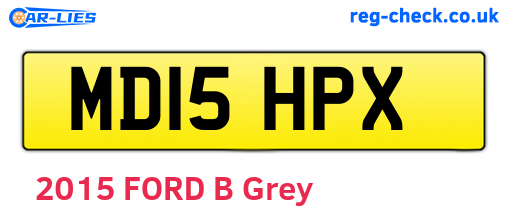 MD15HPX are the vehicle registration plates.