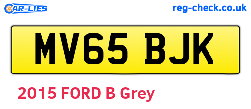 MV65BJK are the vehicle registration plates.