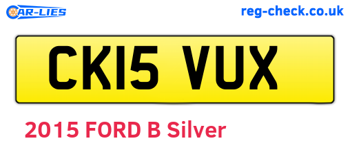 CK15VUX are the vehicle registration plates.