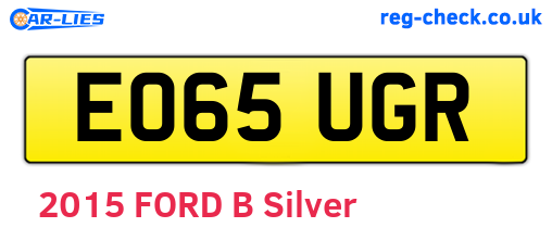 EO65UGR are the vehicle registration plates.
