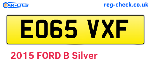 EO65VXF are the vehicle registration plates.