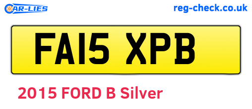 FA15XPB are the vehicle registration plates.