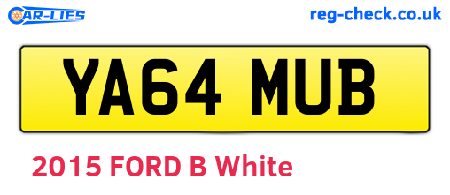 YA64MUB are the vehicle registration plates.