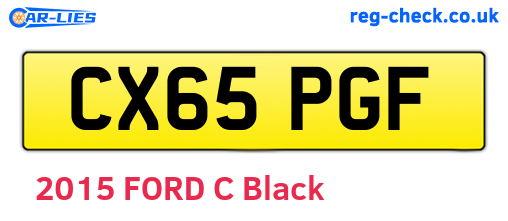 CX65PGF are the vehicle registration plates.