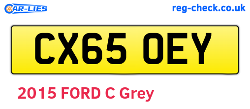 CX65OEY are the vehicle registration plates.
