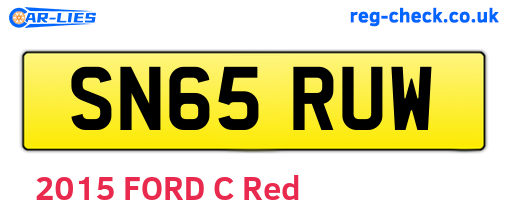SN65RUW are the vehicle registration plates.