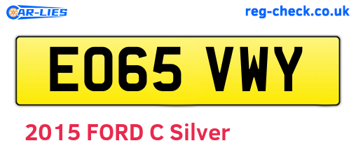 EO65VWY are the vehicle registration plates.